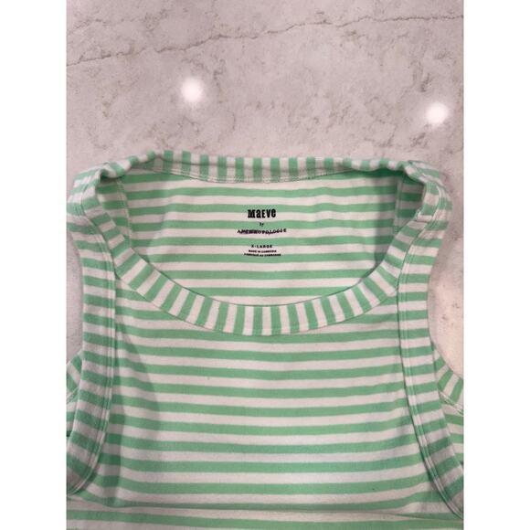 Maeve Cotton Tank Top Green & White Striped Women's XL French Coastal Spring - Picture 6 of 12
